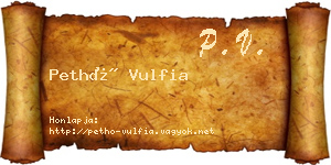 Pethő Vulfia névjegykártya